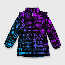 Зимняя куртка для девочки Неоновые лого игр