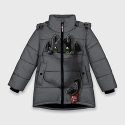Куртка зимняя для девочки Фурия в кармане, цвет: 3D-черный