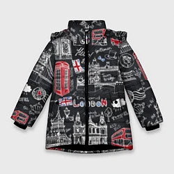Куртка зимняя для девочки Привет Лондон, цвет: 3D-черный