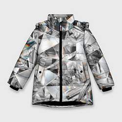 Куртка зимняя для девочки Бриллиантовый блеск, цвет: 3D-черный