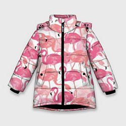 Куртка зимняя для девочки Рай фламинго, цвет: 3D-черный