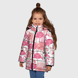 Куртка зимняя для девочки Рай фламинго, цвет: 3D-красный — фото 2