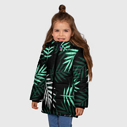 Куртка зимняя для девочки Листья пальмы, цвет: 3D-черный — фото 2