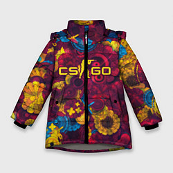 Куртка зимняя для девочки CS GO Абстракция, цвет: 3D-светло-серый