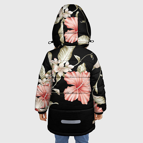 Зимняя куртка для девочки Красивые Цветочки / 3D-Черный – фото 4