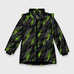 Зимняя куртка для девочки Зеленые молнии паттерн