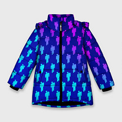 Куртка зимняя для девочки Billie Eilish: Violet Pattern, цвет: 3D-черный