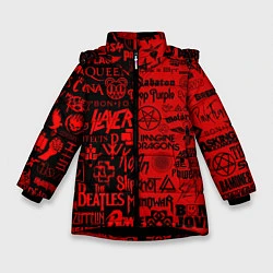 Куртка зимняя для девочки ЛОГОТИПЫ РОК ГРУПП, цвет: 3D-черный