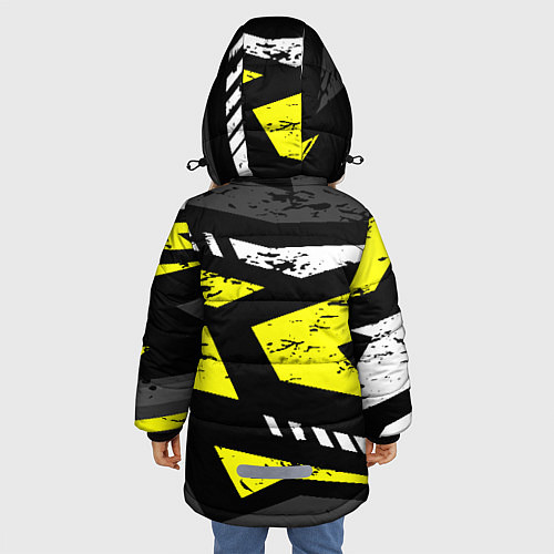 Зимняя куртка для девочки Black yellow abstract sport style / 3D-Красный – фото 4