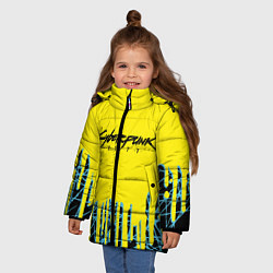 Куртка зимняя для девочки Cyberpunk 2077: Yellow Style, цвет: 3D-светло-серый — фото 2
