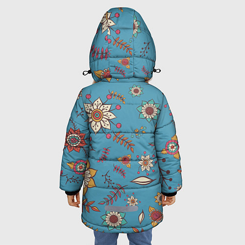 Зимняя куртка для девочки Цветочный рай узор / 3D-Черный – фото 4