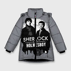 Куртка зимняя для девочки Sherlock Holmesboy, цвет: 3D-черный