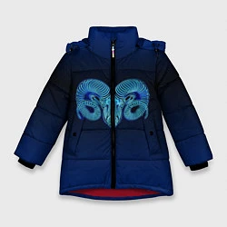 Куртка зимняя для девочки Знаки Зодиака Овен, цвет: 3D-красный