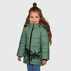 Куртка зимняя для девочки Черные кони, цвет: 3D-светло-серый — фото 2
