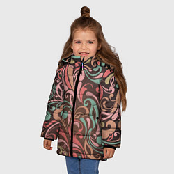 Куртка зимняя для девочки Узор хохломы, цвет: 3D-черный — фото 2
