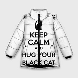 Куртка зимняя для девочки Обними своего черного кота, цвет: 3D-черный