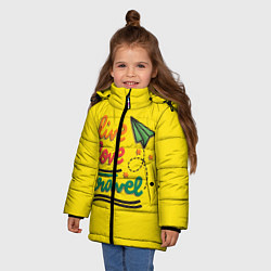 Куртка зимняя для девочки Жизнь, любовь, путешествия, цвет: 3D-светло-серый — фото 2