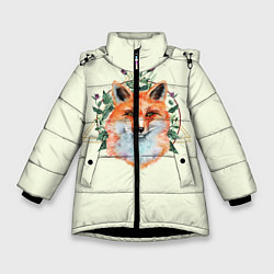 Куртка зимняя для девочки Лиса, цвет: 3D-черный