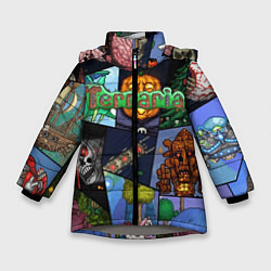 Куртка зимняя для девочки Terraria, цвет: 3D-светло-серый
