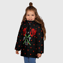 Куртка зимняя для девочки Payton Moormeier: Roses, цвет: 3D-черный — фото 2