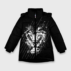 Куртка зимняя для девочки Лев, цвет: 3D-черный
