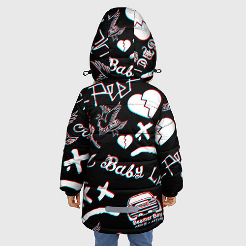 Зимняя куртка для девочки LIL PEEP GLITCH / 3D-Черный – фото 4