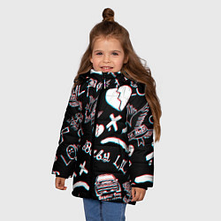 Куртка зимняя для девочки LIL PEEP GLITCH, цвет: 3D-черный — фото 2