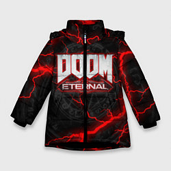 Куртка зимняя для девочки DOOM ETERNAL, цвет: 3D-черный