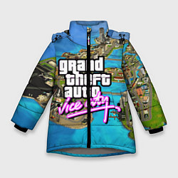 Куртка зимняя для девочки GRAND THEFT AUTO:VICE CITY, цвет: 3D-светло-серый