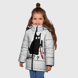 Куртка зимняя для девочки What cat, цвет: 3D-черный — фото 2