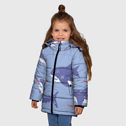Куртка зимняя для девочки Акулий косяк, цвет: 3D-черный — фото 2