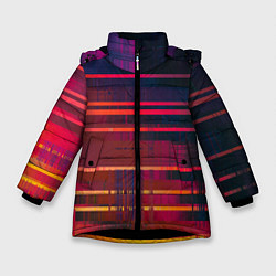 Куртка зимняя для девочки Glitch of gradient, цвет: 3D-черный