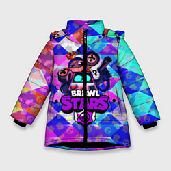 Куртка зимняя для девочки BRAWL STARS:8BIT, цвет: 3D-черный