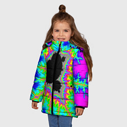 Куртка зимняя для девочки Фрактальная кислотная черная дыра - множество Манд, цвет: 3D-красный — фото 2