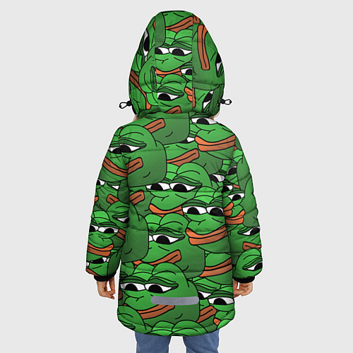 Зимняя куртка для девочки Pepe The Frog / 3D-Черный – фото 4