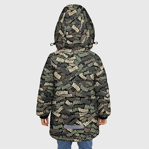 Зимняя куртка для девочки Именной камуфляж Коля / 3D-Черный – фото 4
