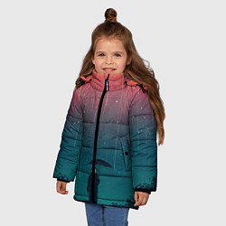 Куртка зимняя для девочки Космический Дождь, цвет: 3D-красный — фото 2