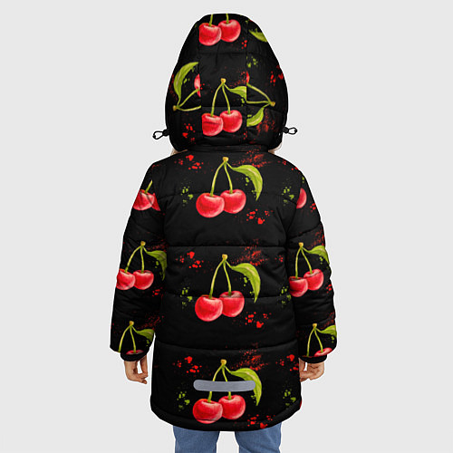 Зимняя куртка для девочки Вишенки / 3D-Черный – фото 4