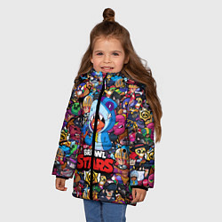Куртка зимняя для девочки BRAWL STARS: LEON SHARK, цвет: 3D-черный — фото 2