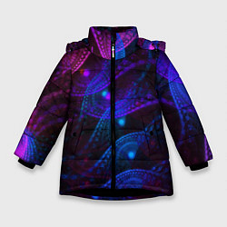 Куртка зимняя для девочки NEON FRACTAL, цвет: 3D-черный