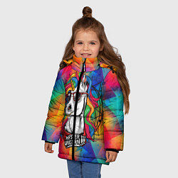 Куртка зимняя для девочки Единорог хипстер, цвет: 3D-черный — фото 2