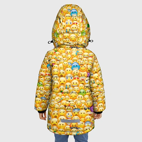 Зимняя куртка для девочки Смайлики Emoji / 3D-Черный – фото 4