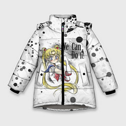 Куртка зимняя для девочки Sailor Moon We can do it!, цвет: 3D-светло-серый