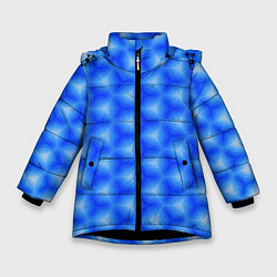 Куртка зимняя для девочки Синие соты, цвет: 3D-черный