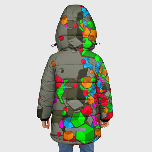 Зимняя куртка для девочки Кубики / 3D-Черный – фото 4
