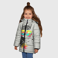 Куртка зимняя для девочки Котик В Очках, цвет: 3D-черный — фото 2