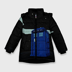 Куртка зимняя для девочки ТАРДИС, цвет: 3D-черный