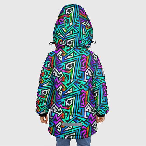 Зимняя куртка для девочки ГРАФФИТИ / 3D-Черный – фото 4