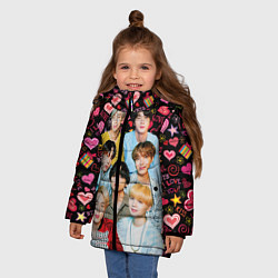 Куртка зимняя для девочки I Love BTS, цвет: 3D-светло-серый — фото 2