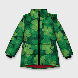 Куртка зимняя для девочки Ирландский клевер, цвет: 3D-красный